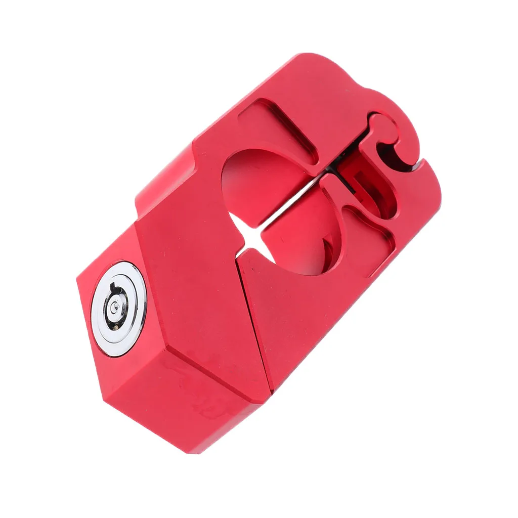 Handlebar Lock Motorcycle Scooter Grip Brake Lever Anti Theft Security Lock with 2 Keys Universal Red