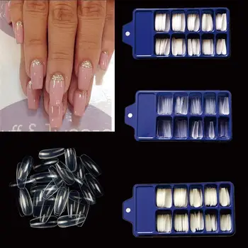 

100Pcs/Box Acrylic False Fake Nail Oval Professional Nail Cover Displayed Art Full Color Fingernail Full Board Card Polish E5V4