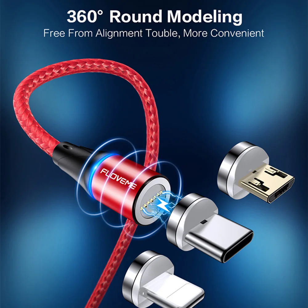 FDBRO FLOVEME 3 в 1 Магнитный кабель Micro usb type C 3A провод для быстрого заряда магнит Зарядное устройство Адаптер телефонный кабель для iPhone samsung