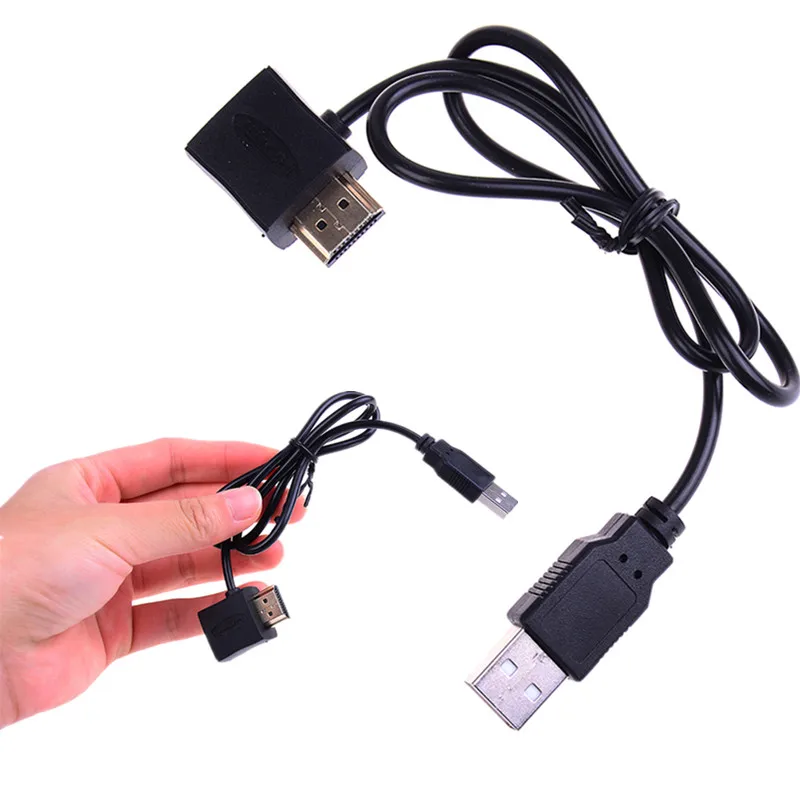 Black HDMI Male To Female HDMI Adapter Converter Connector With 50cm USB 2.0 Charger Power Supply Cable
