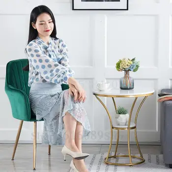 

Nordic Sofa Side Marble Living Room Corner Light Luxury Simple Bedside Table Small Table Round Double Small Coffee Table
