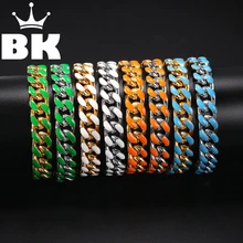 14 мм, 316, нержавеющая сталь, браслет в Кубинском стиле, мужской хип-хоп толстый позолоченный кубинский браслет