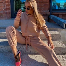  Women's sweatshirt two-piece polyester pants set slim sportswear spring and autumn 2021 fashion sweatshirt sportswear women 