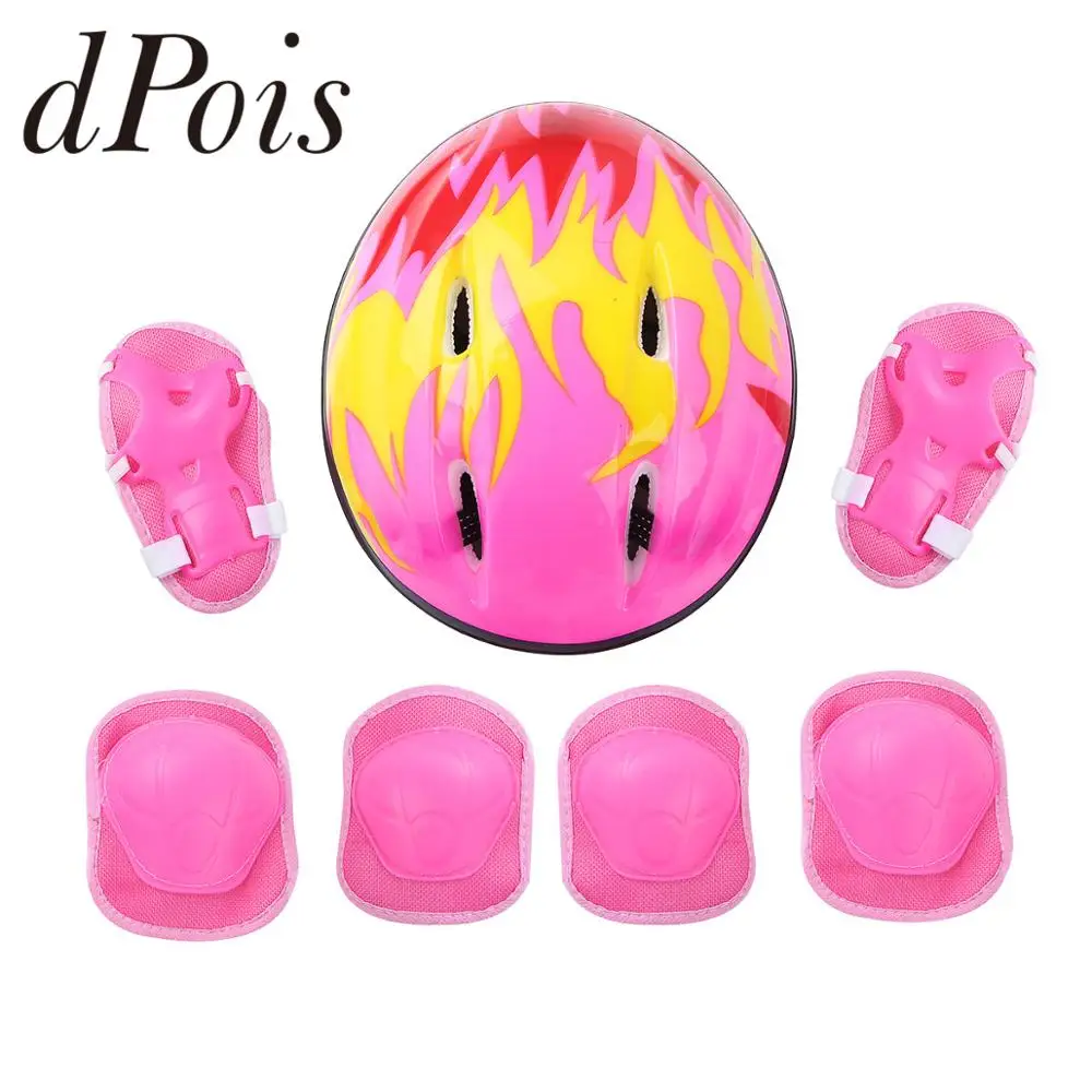 7Pcs Kids Bicycle Helmet Protective Gear Outfit Knee Wrist Guard Elbow Pad Set for Cycling Scooter Skateboard Roller Skating | Спорт и