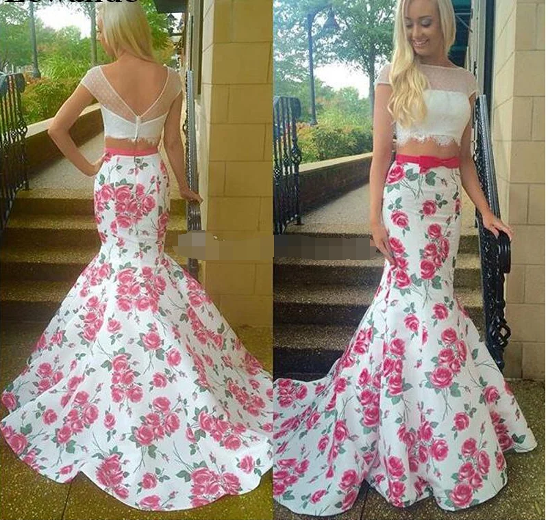 Цветочное платье для выпускного вечера Vestido Sereia Taffta Flores Saia сексуальное торжественное вечернее платье 2 шт