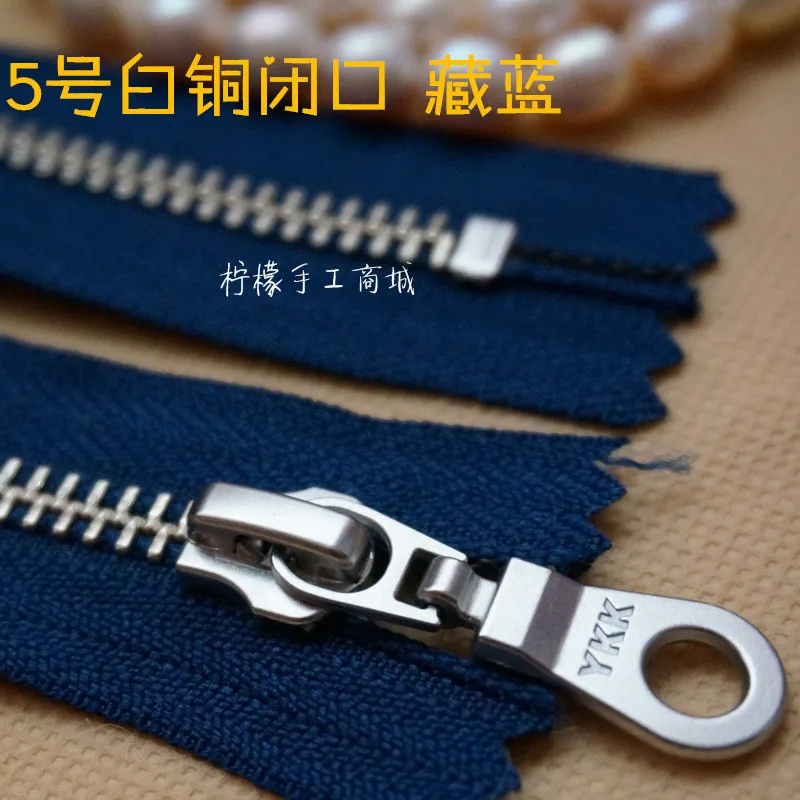 YKK молния 5 металлическая белая медная закрытая 15-50 см темно-синяя одежда карман