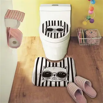 

2PCS Bathroom Mat Set Coral Fleece Memory Foam Rug Kit Toilet Pattern Bath Non-slip Floor Carpet rugs for Bathroom Decor mat