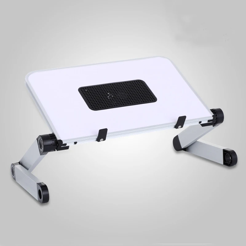Adjustable Laptop Stand with Cooling Fan Portable Foldable Folding Table for Laptop Desk Computer Sofa Bed PC Stand - Цвет: 40x26cm White