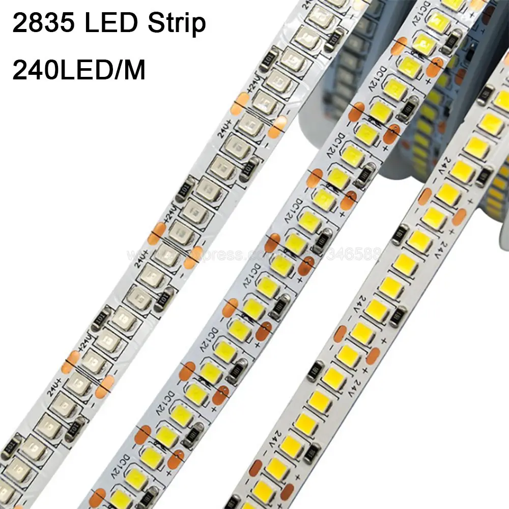 

DC 12V 24V SMD 2835 LED Strip Light 5m Flexible LED Strip Tape 240LED/m 1200LEDs IP20 IP65 Waterproof Kitchen Home Decor Strip