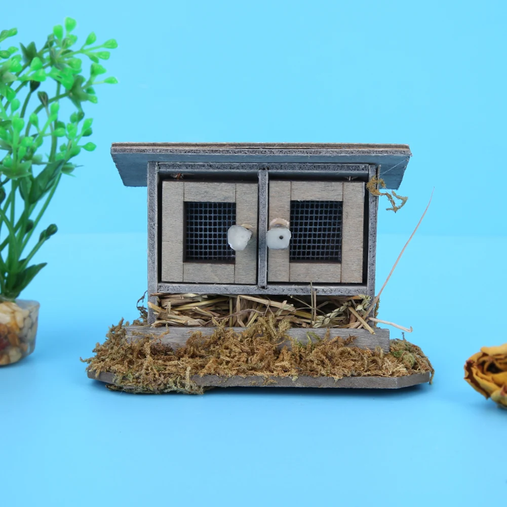 1/12 Miniatures Dollhouse Wooden Simulation Chicken Coop Decoration Mini Chicken Coop for Dollhouse Decoration Accessories