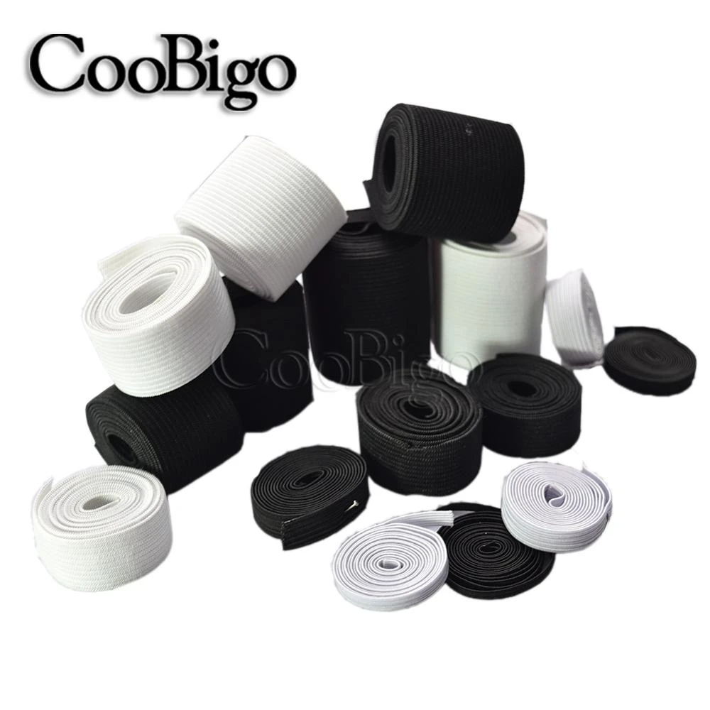 Cinta elástica de LICRA para ropa accesorios de costura para cinturón de pantalones, 1 yarda, 3mm ~ 50mm, negro/blanco|Bandas - AliExpress