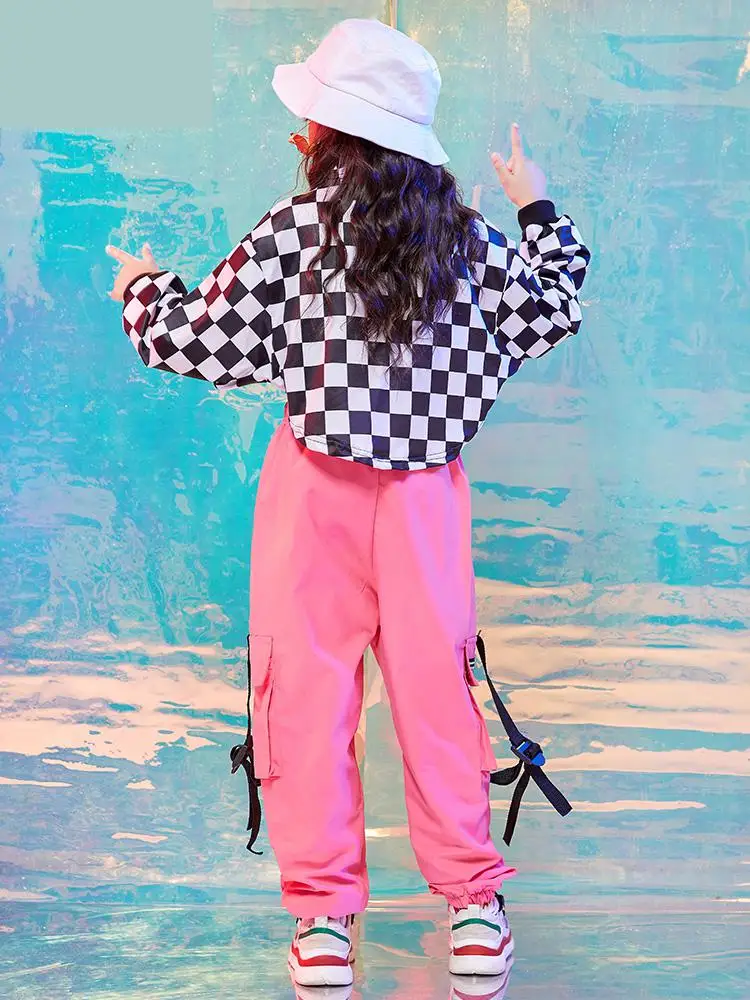 Kids Hip Hop Dancing Clothes For Girls Sweatshirt Croped Tops Tactical Cargo Pants Jazz Dance Costumes Clothing Stage Outfits