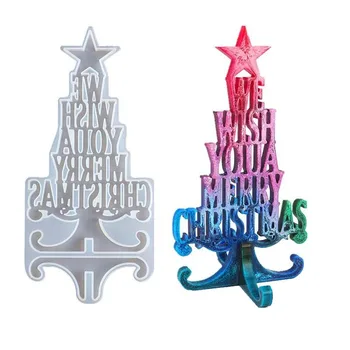 

DIY Christmas Crystal Epoxy Resin Mold Christmas Tree Letter Silicone Mold Decoration Christmas Silicone Mold For Resin
