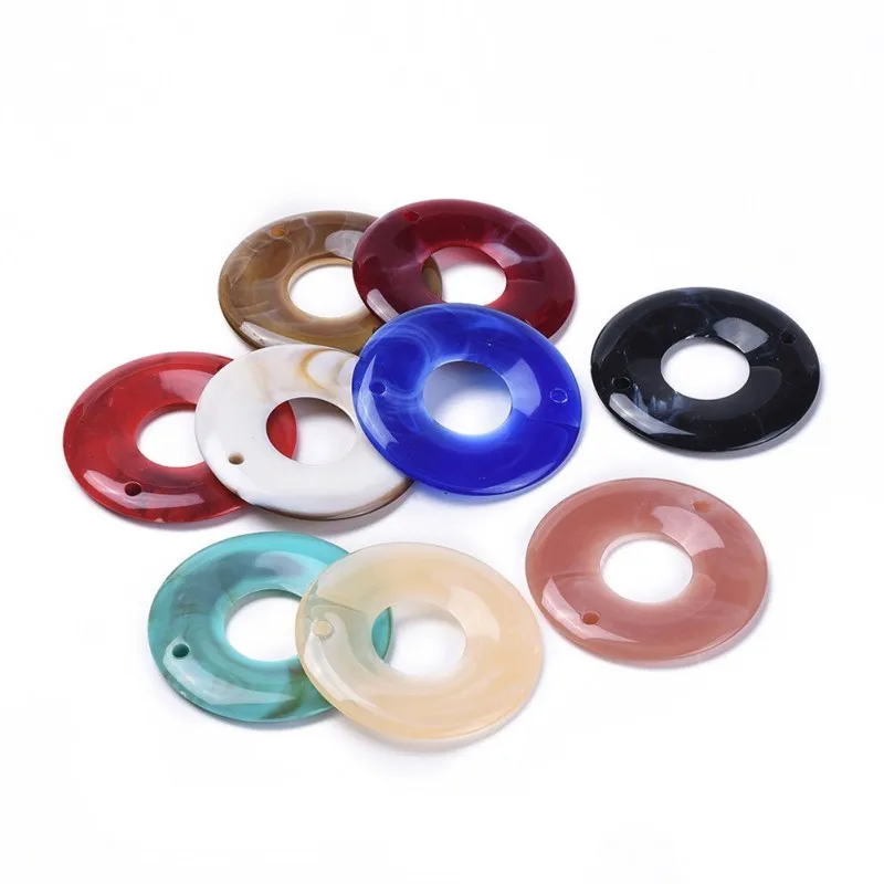 500g Acrylic Bead Links Imitation Cloud Style Donut/Pi Disc Connector for DIY Jewelry Making 43x4mm, Hole: 2.5mm