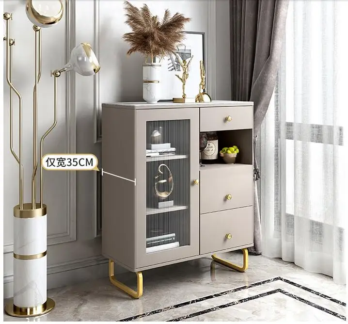 Dining side cabinet rock board small family living room side cabinet modern simple storage wall tea storage cabi