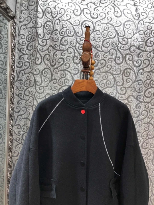 Autumn Early New Woman Button Decorative Back Irregular Mosaic Pattern Long Sleeve Short Jacket 918
