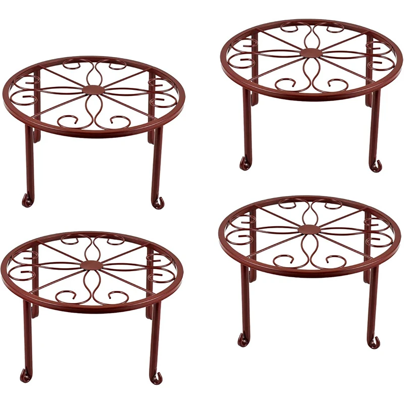 4 Pieces of Plant Stand Indoor and Outdoor Metal Rust-Proof Plant Stand, Classic Flower Pot Stand