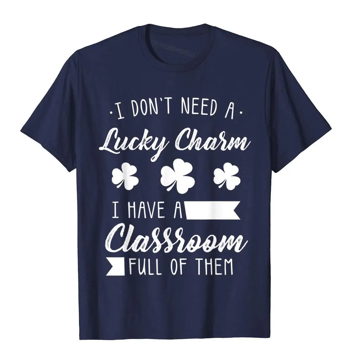 Cute St. Patrick's Day Teacher Shirt Funny Shamrock Gift__A10625navy