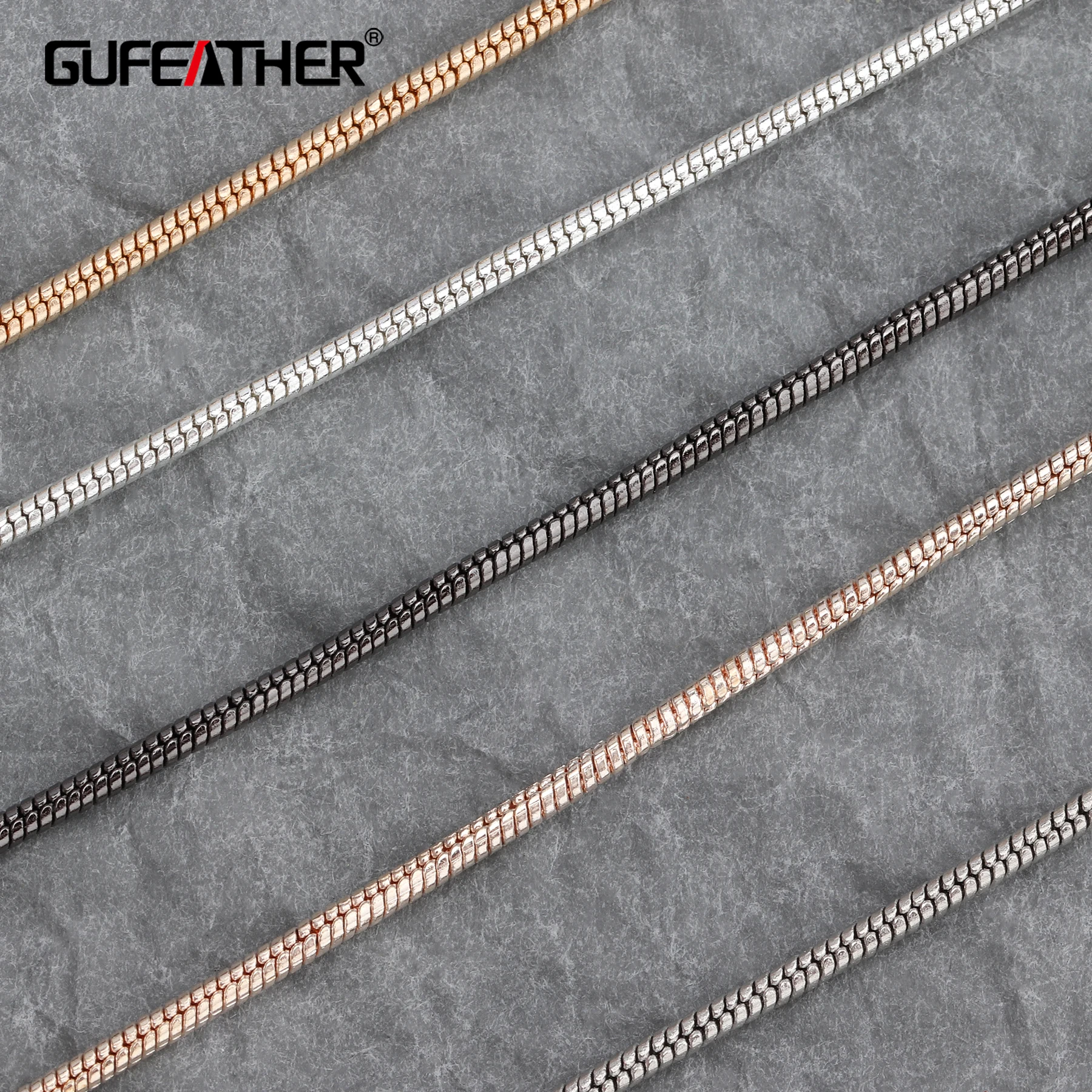 GUFEATHER C06/цепочка "сделай сам", Золотая, серебряная, черная цепочка в виде змеи, тонкая цепочка, браслет, материалы для изготовления ожерелья 1,2 мм(0,047) 100 см