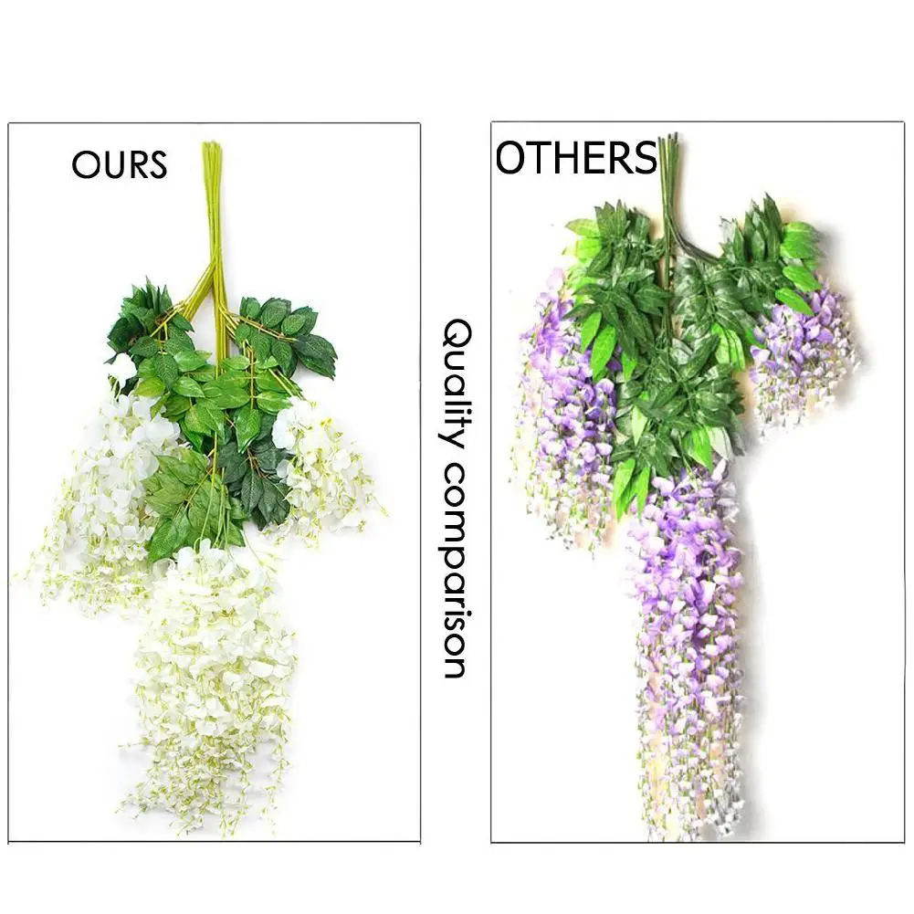 Adeeing 12x искусственный цветок Wisteria сад Сваг из лозы Свадебный декор(белый