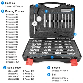 

53Pcs/set Bicycle Bearing Press Set For Wheels Hub Bearing Installation Bicycle Bike Frame Turning Point Bearing Assembly Tool