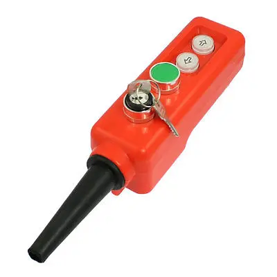 

3 Position Selector Momentary Up Down Green Hoist Crane Push Button Switch w Key