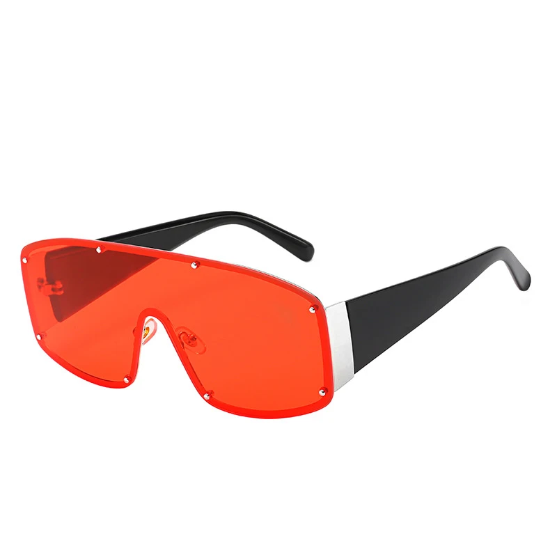 Винтажные негабаритные солнечные очки для женщин с заклепками Ретро градиентные солнцезащитные очки для мужчин и женщин модные дизайнерские очки Оттенки UV400 - Цвет линз: 2