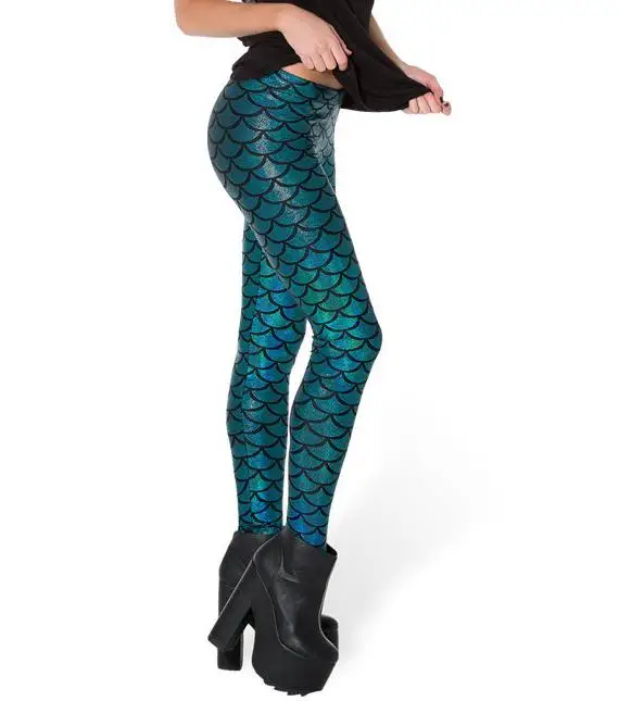 K030 Deep Blue VIIANLES, женские леггинсы,, рыбий чешуи, черные, молочный, цифровой принт, леггинсы, сексуальные, женские, Русалочка размера плюс S-XXXL - Цвет: K030 Deep Blue