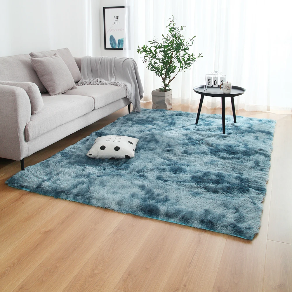 Мультиразмерные мягкие ковры, плюшевые Нескользящие Коврики для спальни, водопоглощающие коврики для гостиной, спальни - Цвет: Dark Blue