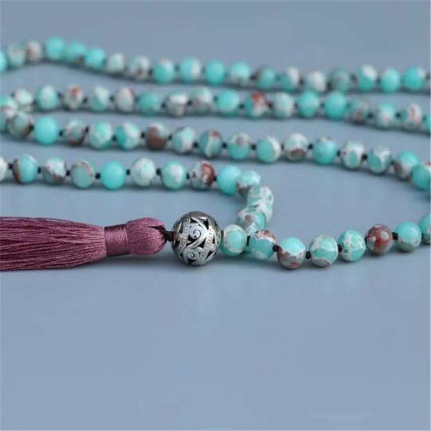 8mm blue Shoushan Stone Gemstone 108 Beads Mala Necklace elegant DIY Lucky spirituality fengshui cuff energy Sutra Wrist
