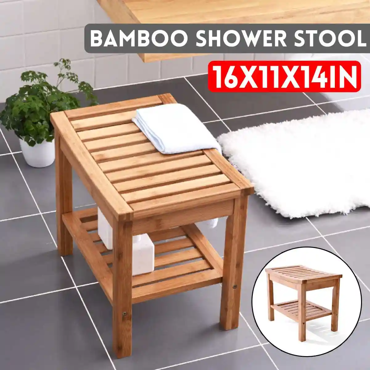 Small Wood Bench Shower Seat Morvat Bamboo Shower Bench And Bamboo Shower Mat Waterproof Bamboo Wood Bathroom Bench Made From Durable Bathroom Furniture Shower Chair Tub Bench 19x18x12 Storage Organization Home