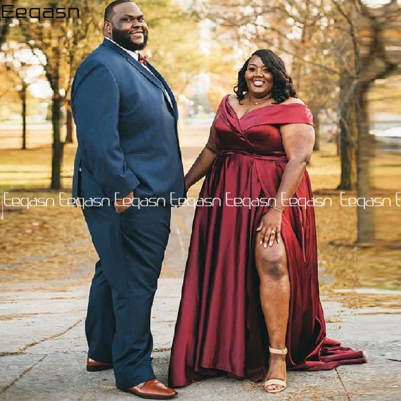 

Женское атласное вечернее платье, длинное Бордовое платье с разрезом сбоку и V-образным вырезом в стиле звезд, для выпускного вечера, 2024