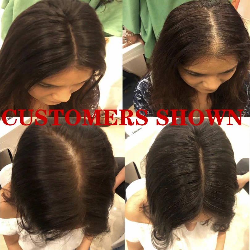 Cobertura de Seda do Cabelo Reta de Seda do Topper Natural da Cor Humano do Virgin da Base com 4 Clipes em 13x12cm em Linha Feminino Densidade 130 19 virgin da base com 4 clipes em