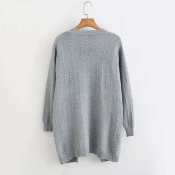 

2019 New Autumn And Western Style Women's Clothing Core-Spun Yarn Double Pocket Cardigan