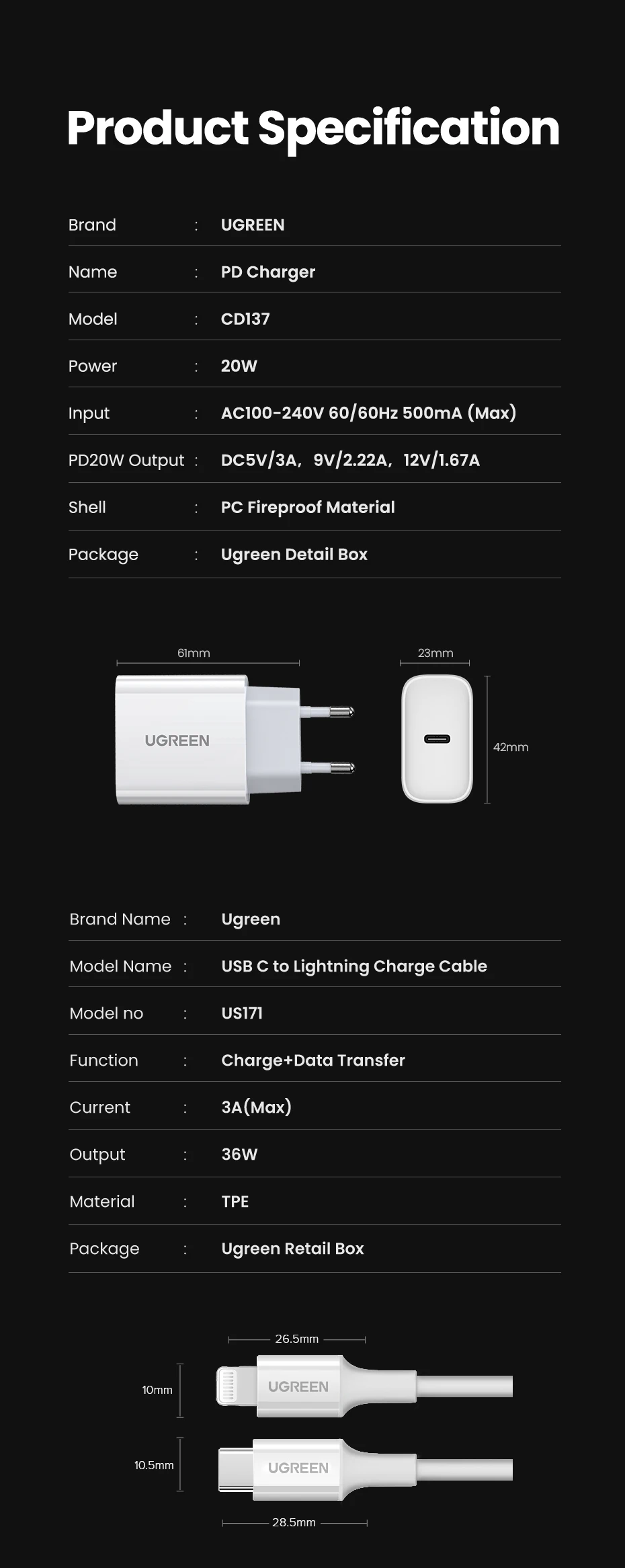 UGREEN PD20W USB Charger for iPhone 12 Pro 11 X 8 USB C Fast Charger Quick Charge 4.0 3.0 for Xiaomi Huawei Phone PD Charger 65w charger usb c