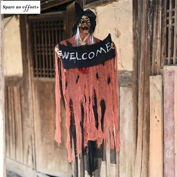 

Welcome Party Ghost Evil Halloween Party Decoration Horror Props Hanging Ghoul Devil Reaper Electric Haunted Doll Creepy Decor