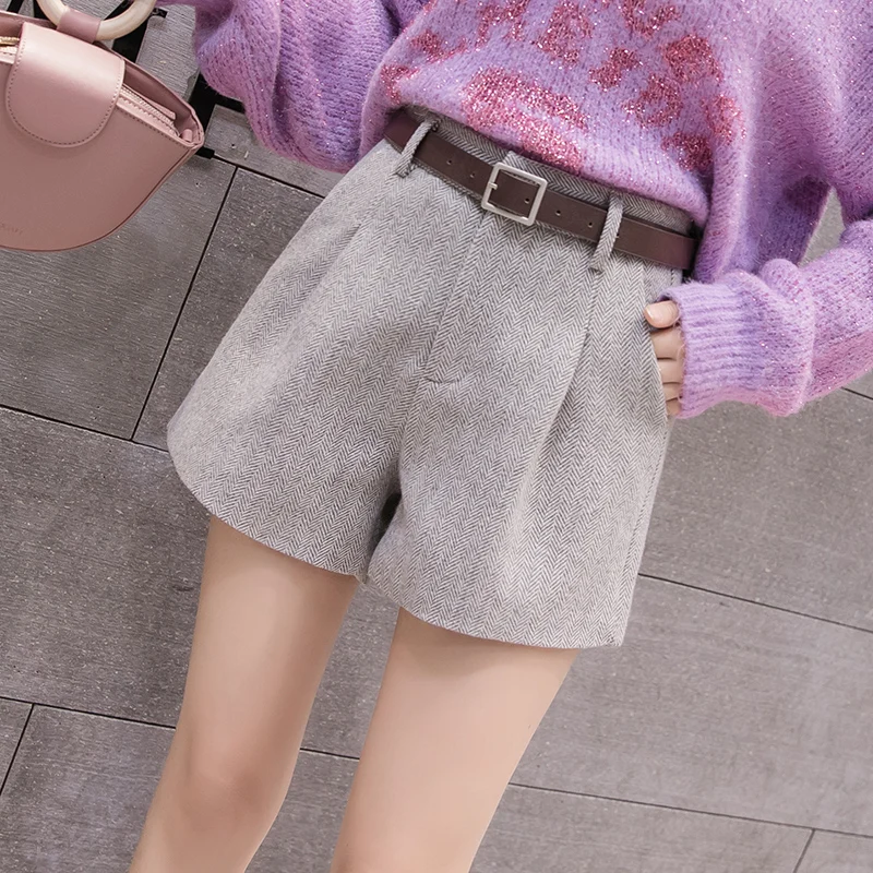 Ceny 2019 nowych moda kobiet szorty Casual kobiety odzież jesienne i zimowe spodenki z wysokim stanem skrzydła kieszenie szeroko nogawkowe szorty 5636 50