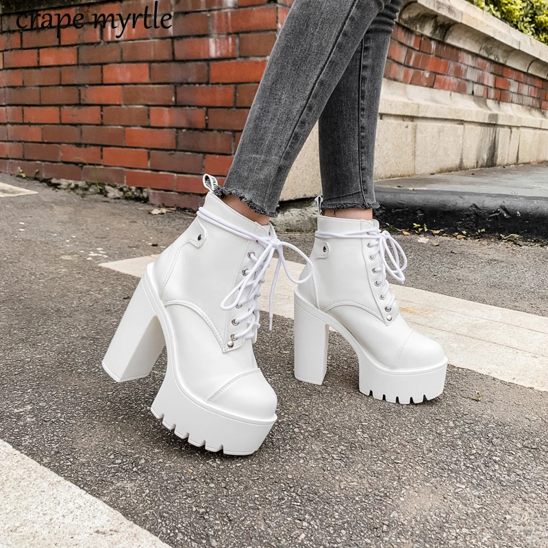 White platform heel boots Clearance