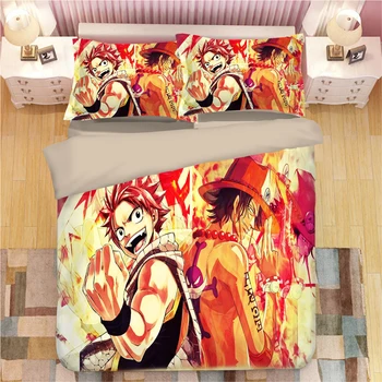 

Fashion FAIRY TAIL Bed Linen Set 3D Print Japanese Anime Bedding Set 3PCS Cartoon Microfiber Duvet Cover Set Bedclothes