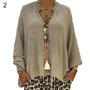 

Casual Solid Color Autumn V Neck Women Batwing Long Sleeve Loose Sweater Top