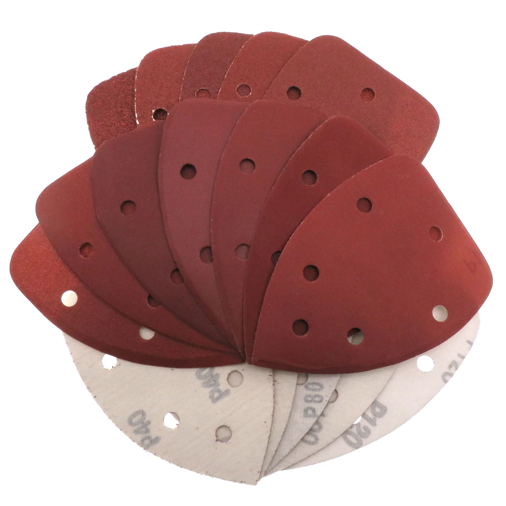 20 Pcs 140*98MM Hook and Loop Sandpaper 6 Holes Triangle Sand Paper Sanding Discs For Car Polishing Grit 40-1000