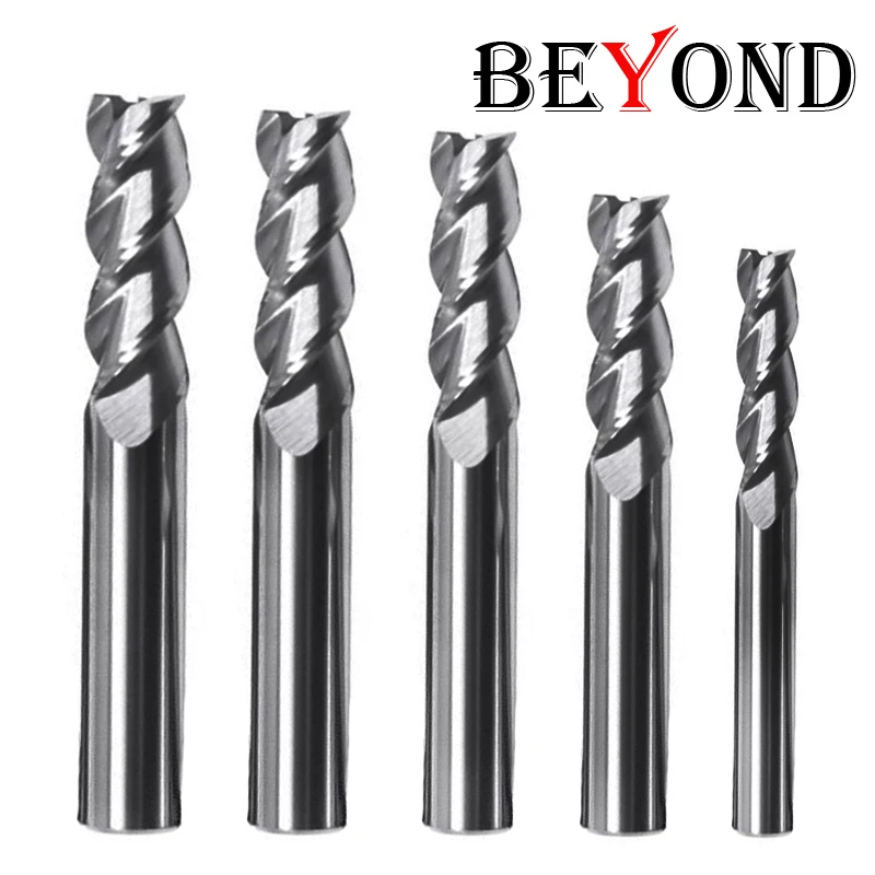 

BEYOND 3 Flute HRC 50 endmills Carbide Milling Cutter 1mm 2mm 4mm 6mm 8mm 10mm 3 Edge Aluminum End Mill CNC Tools Endmill