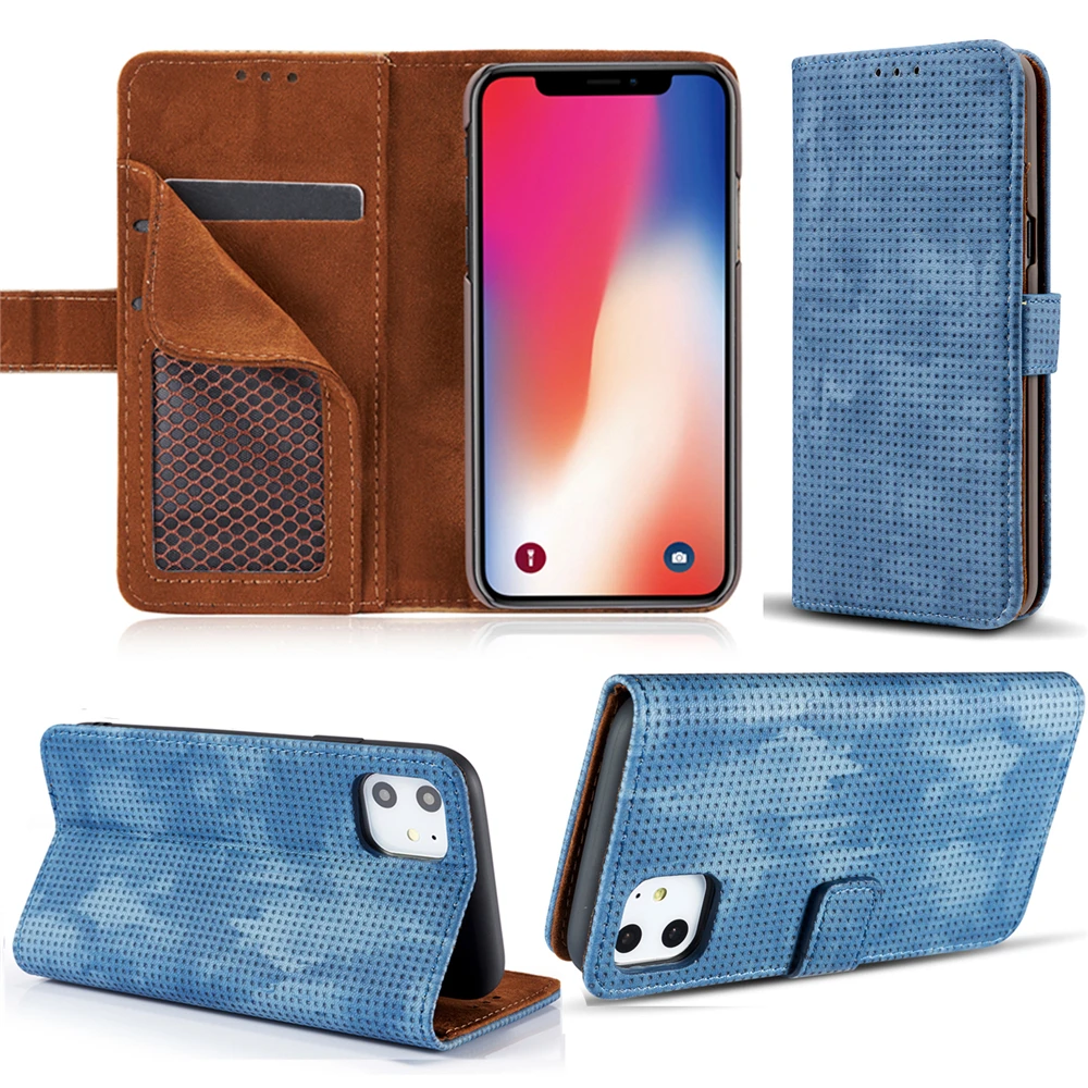 blue Ретро Кожаный чехол для IPhone 11 Pro MAX X XR XS MAX 8 7 6S 6 Plus, чехол-бумажник, флип-карта, подставка, кронштейн, чехол для телефона - Цвет: blue