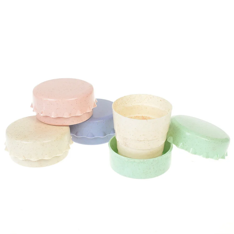  1000pcs 휴대용 물 컵 밀 짚 플라스틱 텔레스코픽 마시는 접이식 접는 컵 여행 drinkware 도구