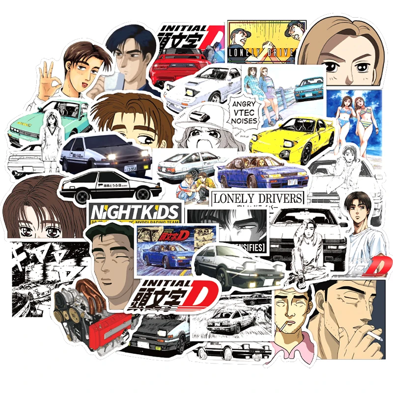 10/30/50 unids/pack inicial D anime japonés pegatinas de grafiti etiqueta para Coches Motos niños pegatina de juguetes equipaje patinetas