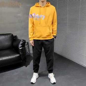 

Tracksuit Men Set Hoodie Pieces Winter Polyester Sweatshirt Cotton Plain Pants Jogging Suit Pcs Fashion 2020 Fitness Custome