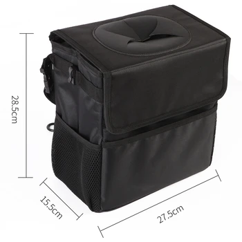 

ABSS-Car Trash Can With Lid Premium Waterproof Car Trash Bag Hanging For Headrest With 3 Storage Pockets Auto Accessories Suppli