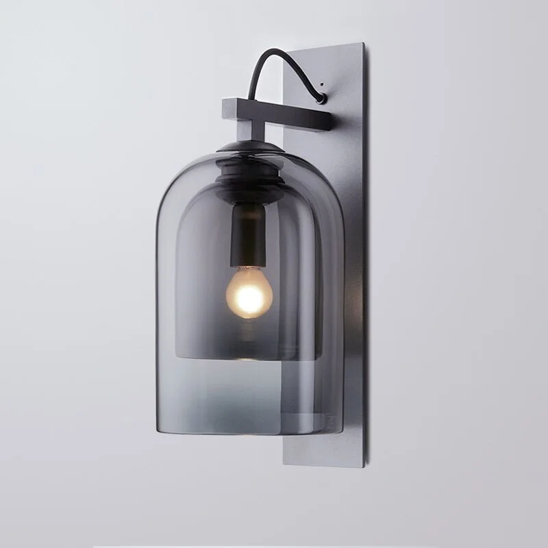 

Simple iron wall lamp North Europe bedside living room Corridor Hotel model room lamp round glass wall lamp