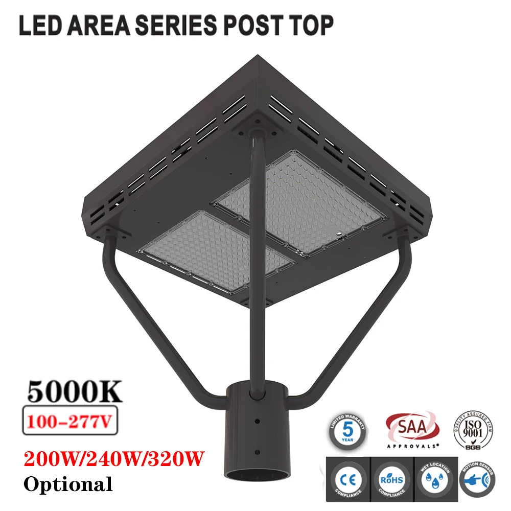 200/240/320W LED Gebied Post Top Armaturen 5000K Outdoor Straat Licht Tuin Led Lamp Straat stijl Binnenplaats Parken Hotel Verlichting