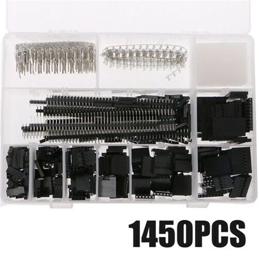 

1450pcs/Set Dupont Wire Jumper Pin Header Connector Housing Kit Male Crimp Pins+Female Pin Connector Terminal Pitch With Box